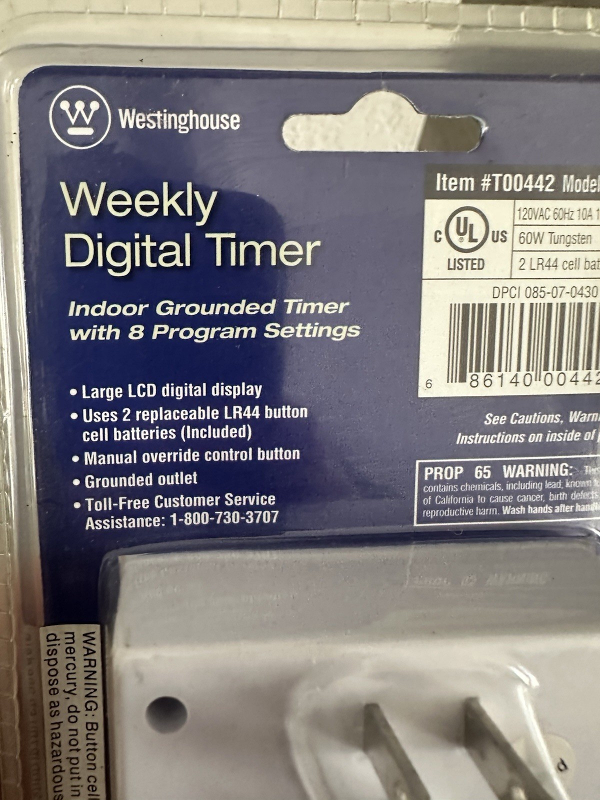 Westinghouse Weekly Digital Indoor Grounded Timer 8 Program Setting T00442 NEW