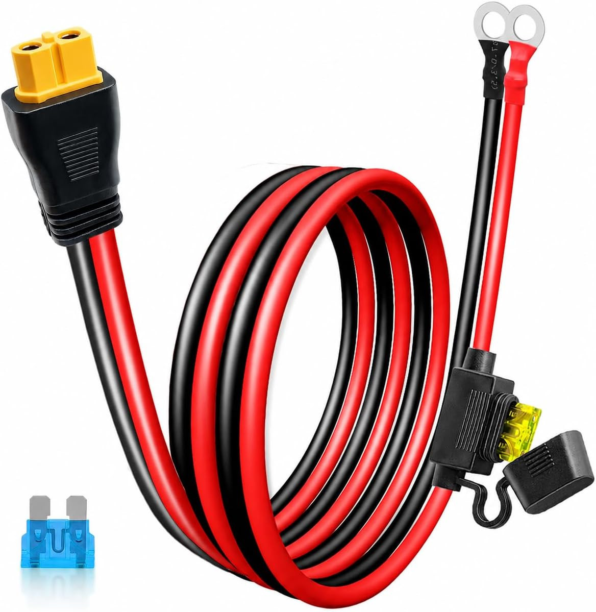 XT60 to O Ring Terminal Cable, 10AWG XT60 Connector Cable with Inline Fuse 15…