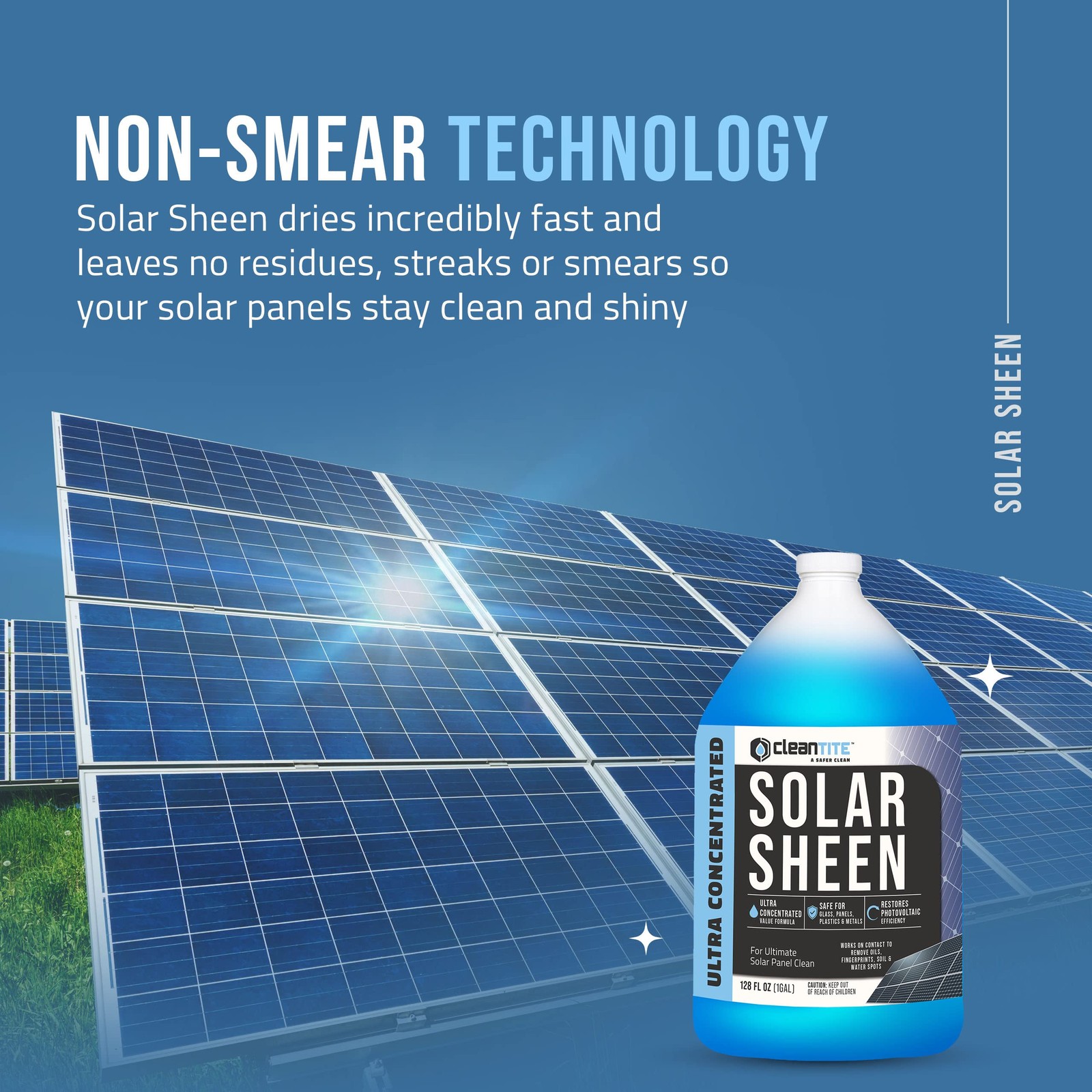 CLEANTITE Solar Panel Cleaner 1 Gallon (Makes 512 G) – 128 Fl Oz (Pack of 1)