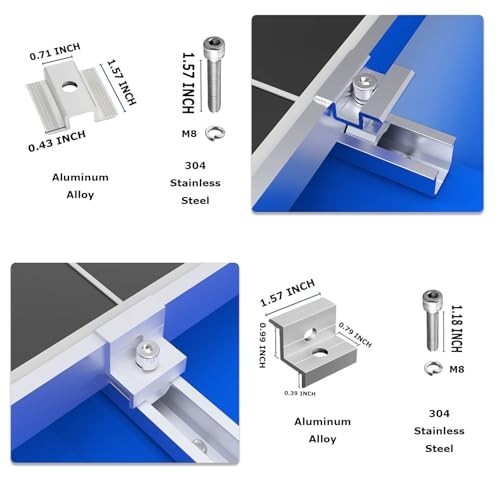 Solar Panel Mounting Brackets Kit – Roof Mount Rails & Clamps for 1.18”-1.38” Th
