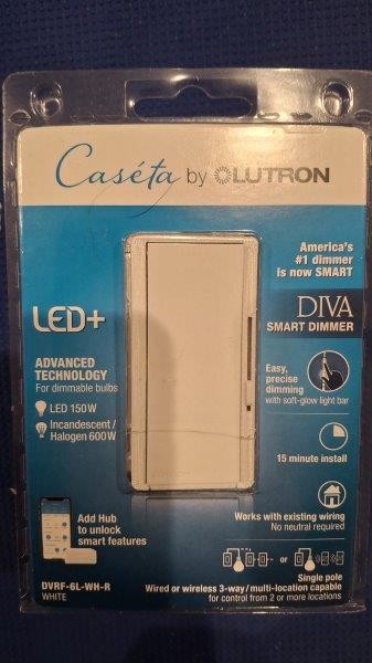 Lutron Caseta Diva White DVRF-6L-WH-R Smart LED+ Light Switch (Brand New)