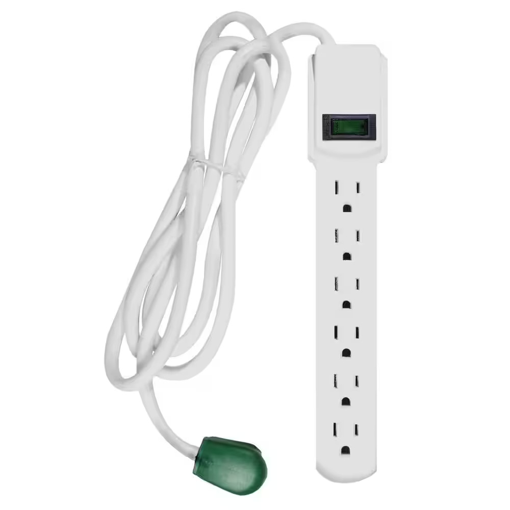6 Outlet Surge Protector with 6 ft. Heavy Duty Cord – White