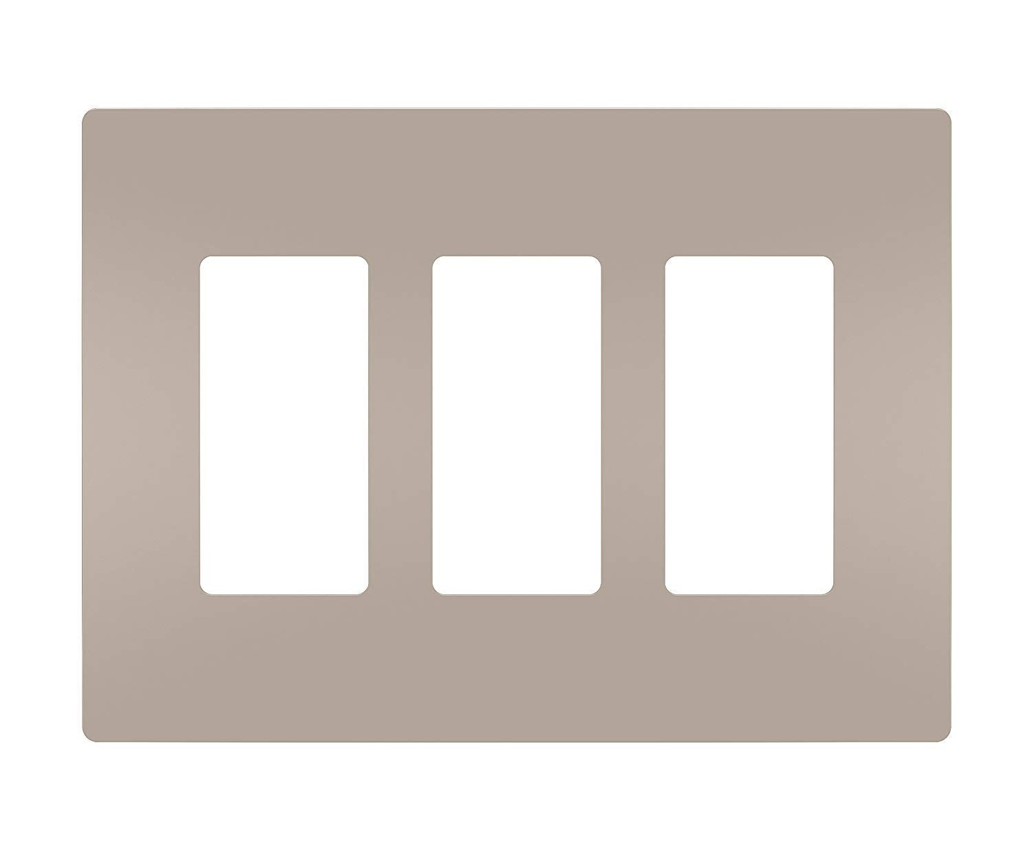 Legrand radiant RWP263NICC6 Screwless Wall Plates, 3 Gang, Three Decorator Rocke