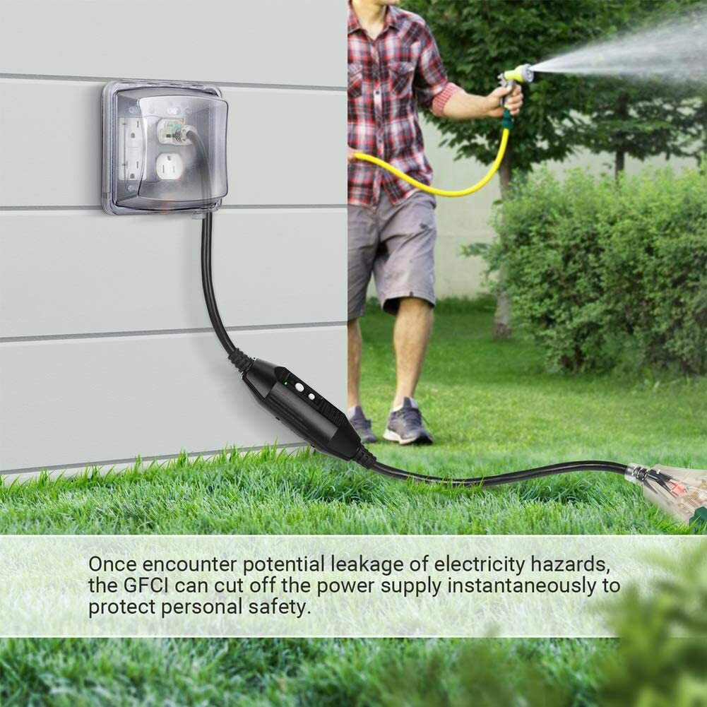 DEWENWILS 3FT Outdoor/Indoor Triple Tap Manual GFCI Extension Cord 12/3 SJTW
