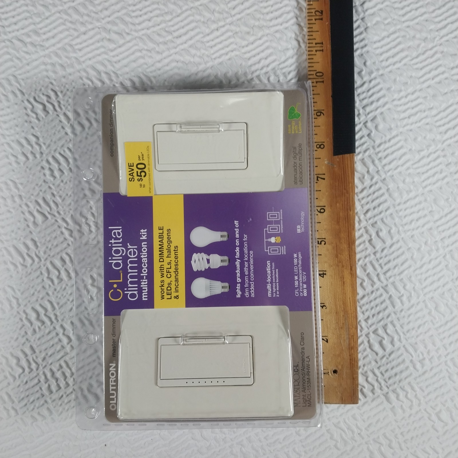 Lutron CL Digital Dimmer Multi-Location Kit MACL-153M-RHW-LA Master & Companion