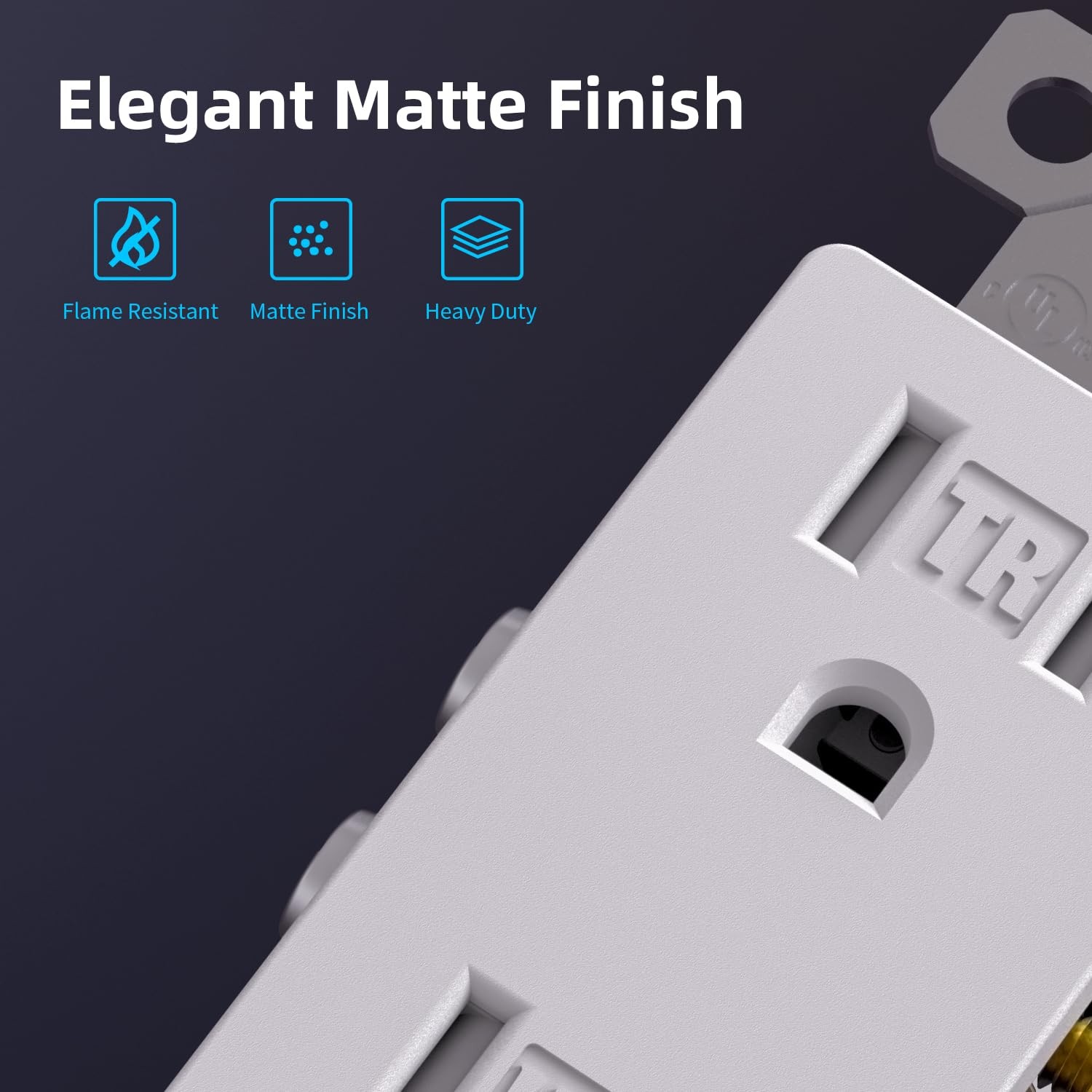 Matte White Decorator Wall Receptacle Outlets, Tamper Resistant 15 Amp Standard