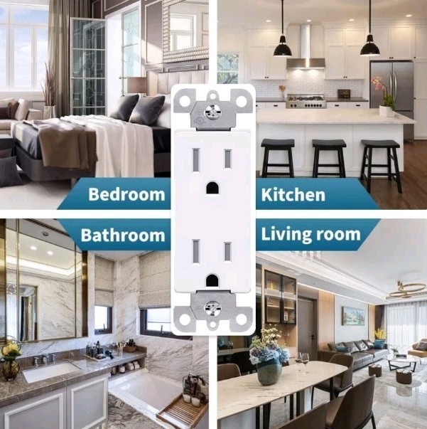 10Pack Outlet Socket, Decora Duplex Receptacle 15 Amp, 125 Volt Tamper Resistant