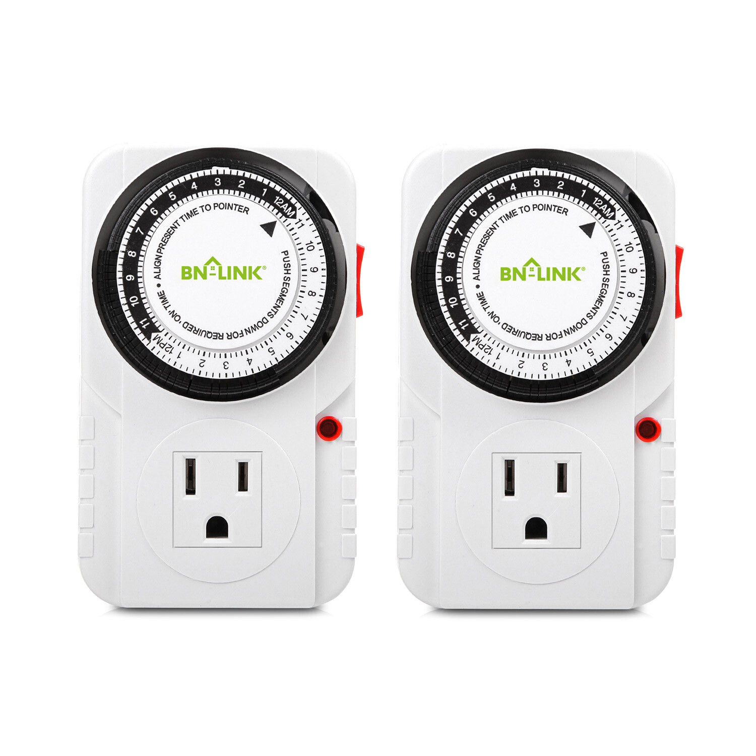 BN-LINK 2 Pack 15min to 24 Hour Programmable Plug-in Mechanical Timer Heavy Duty