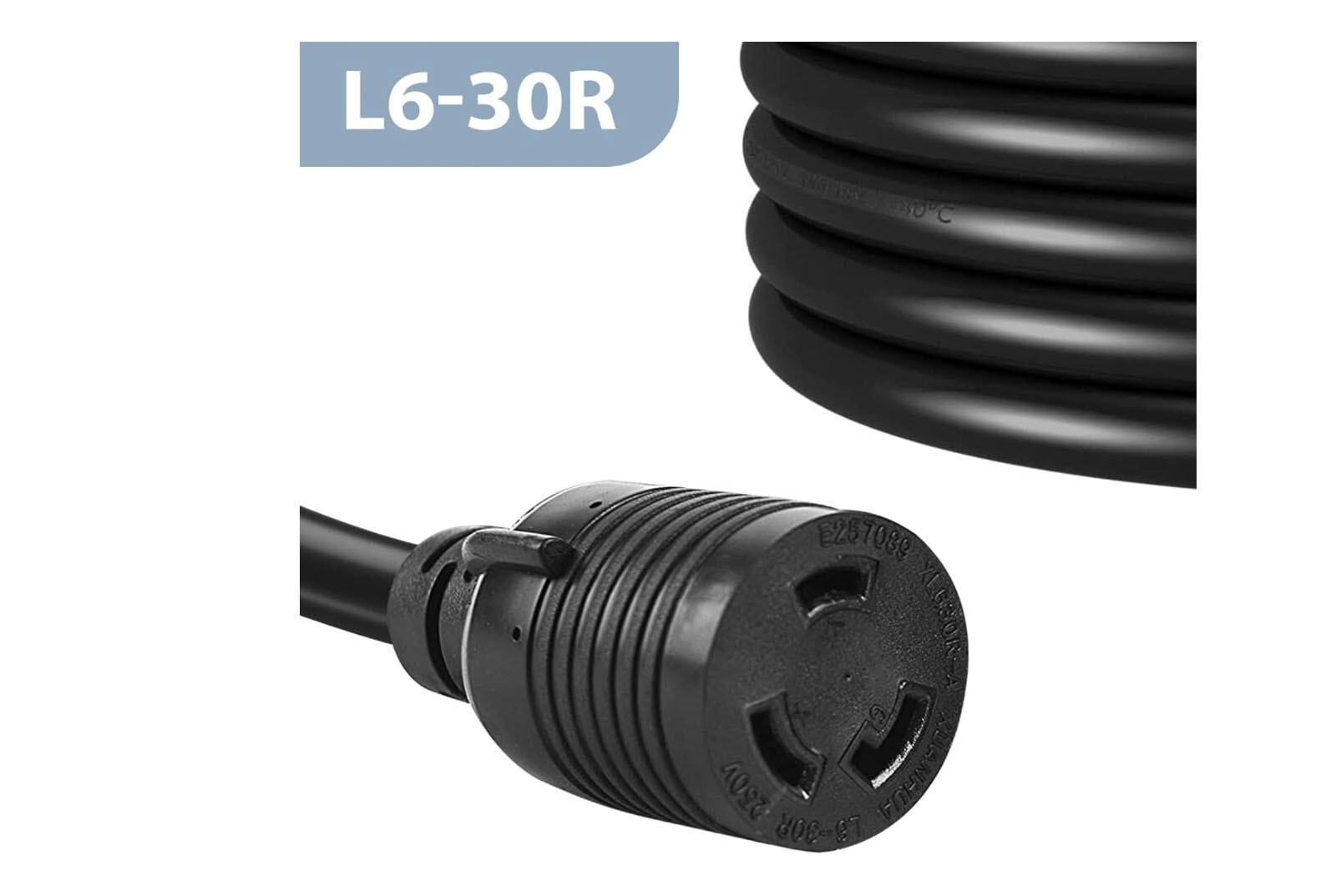 6-30P/L6-30R Heavy Duty Generator Locking Power Cord 7500W,30A,3prong,10FT