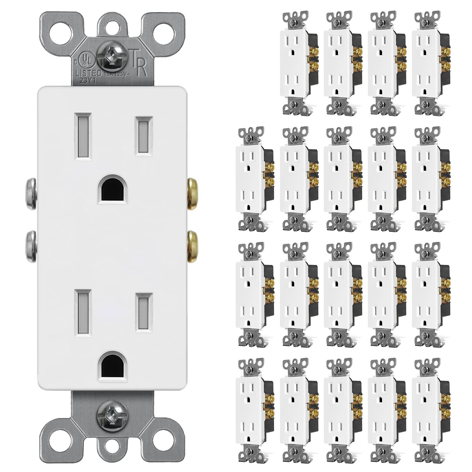 CML 15 Amp Decorator Wall Receptacle Outlet, Child-Safe Tamper Resistant, Standa