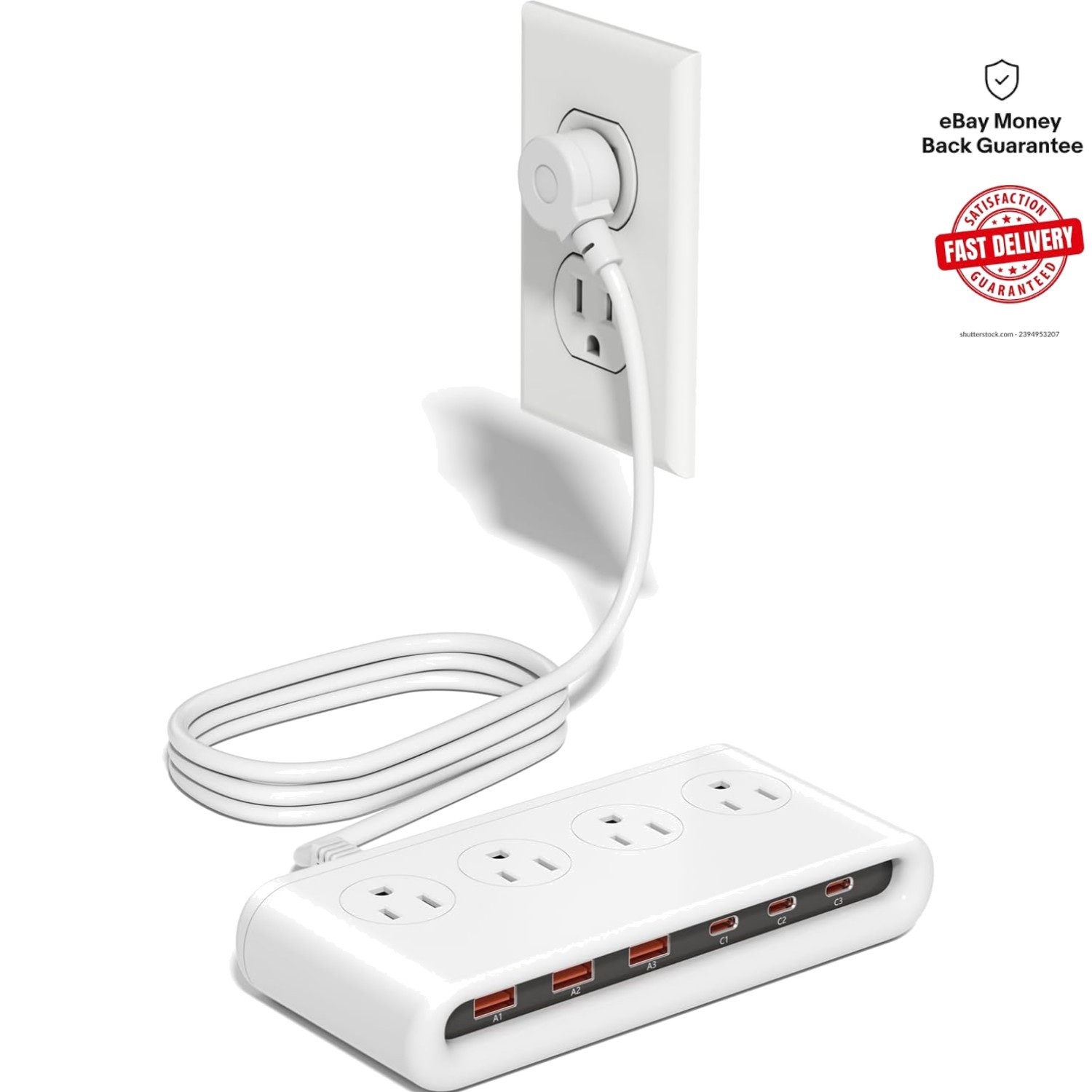 Durable Scratch-Resistant Power Strip with USB C – Essential for Every Gadget