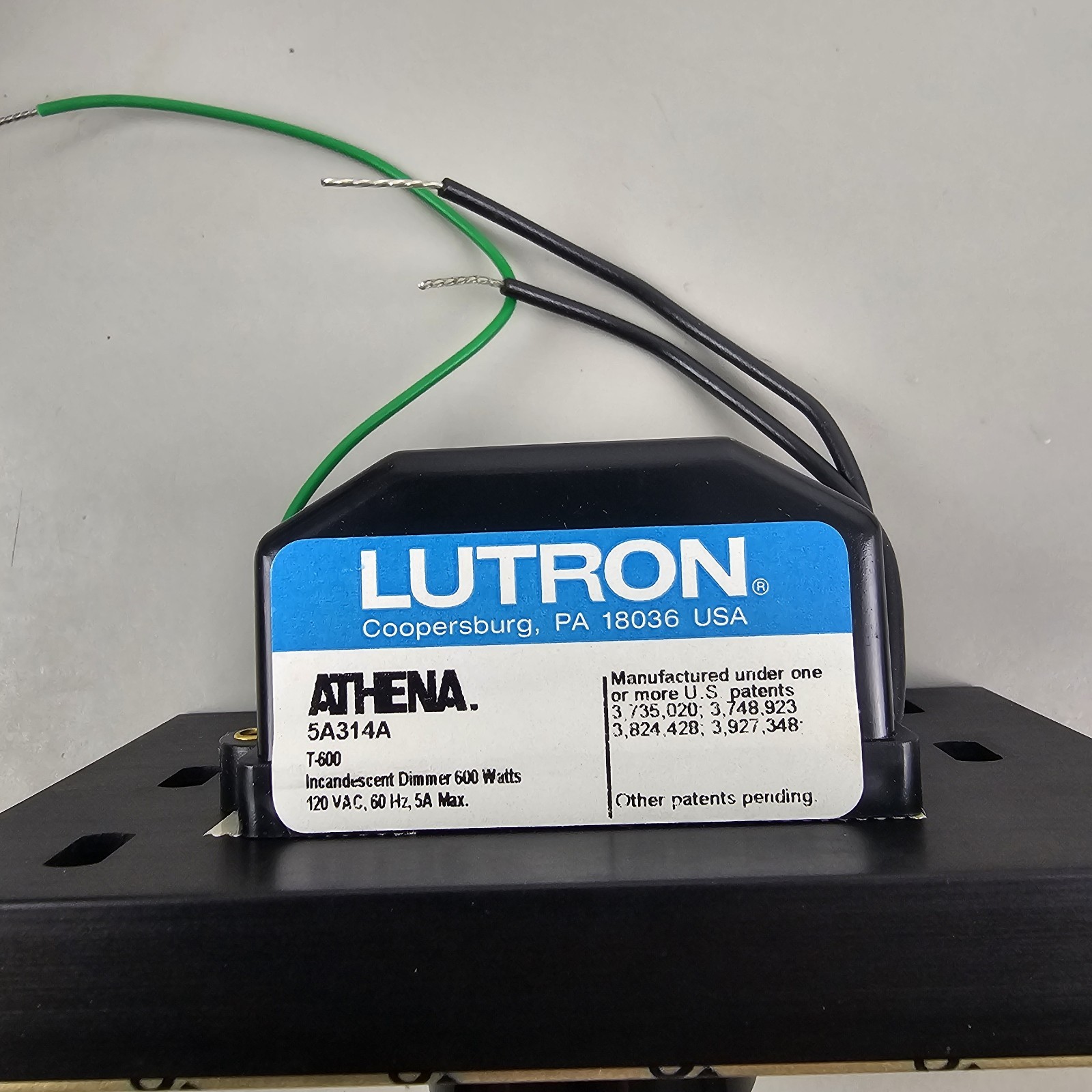 Lutron Athena T-600 5A314A Commercial Grade Incandescent Rotary Dimmer Gold Tone
