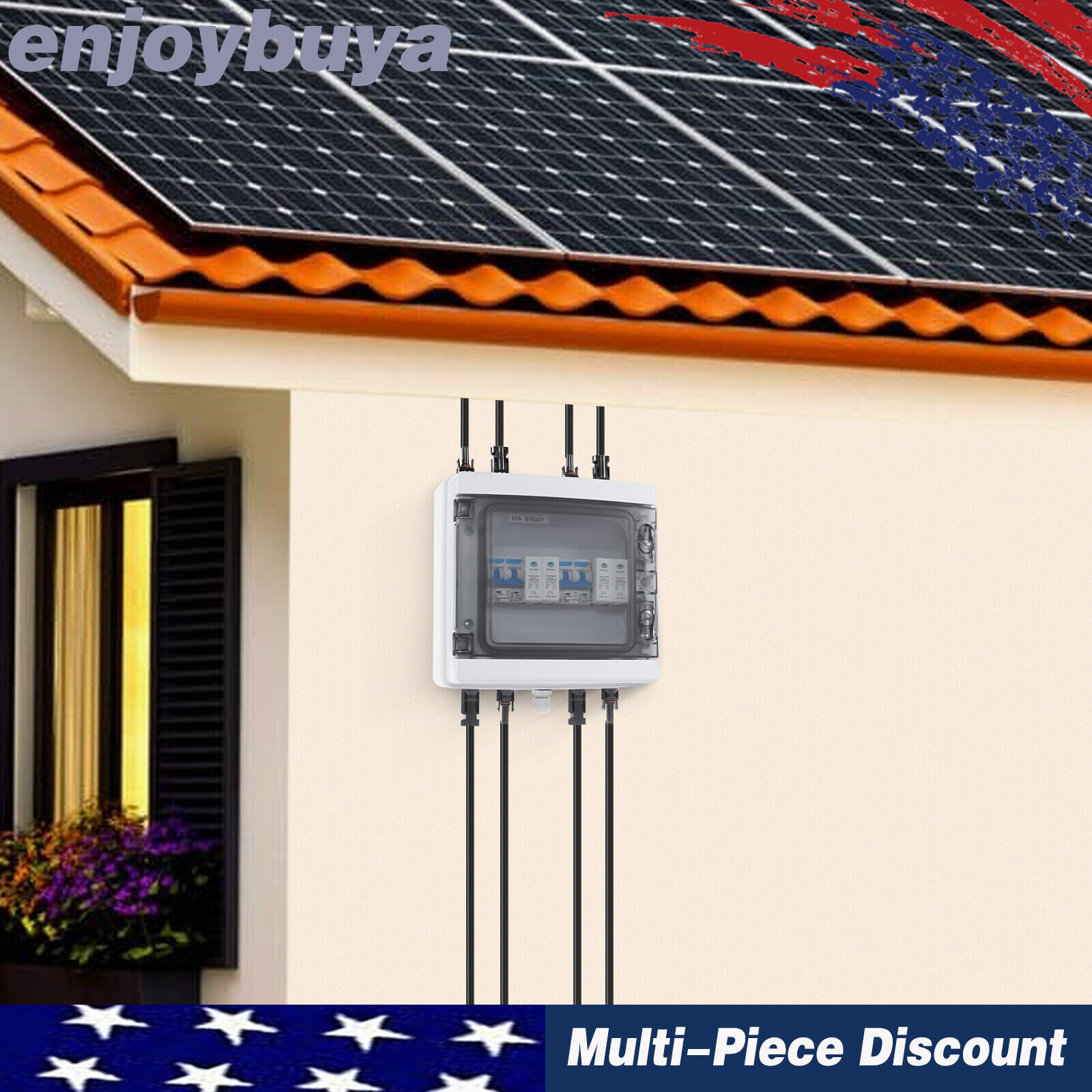 2 Strings Solar Combiner Box with Manual Disconnect and Surge Protection