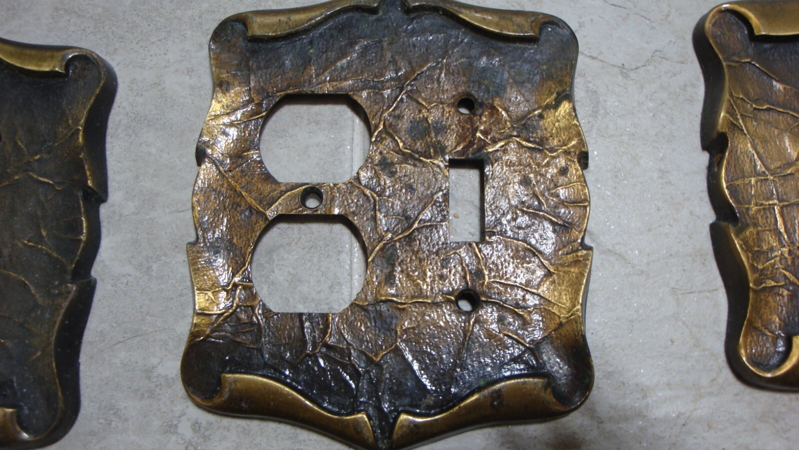 Metal wall switch decorative cover plates and kitchen cabinet handles set