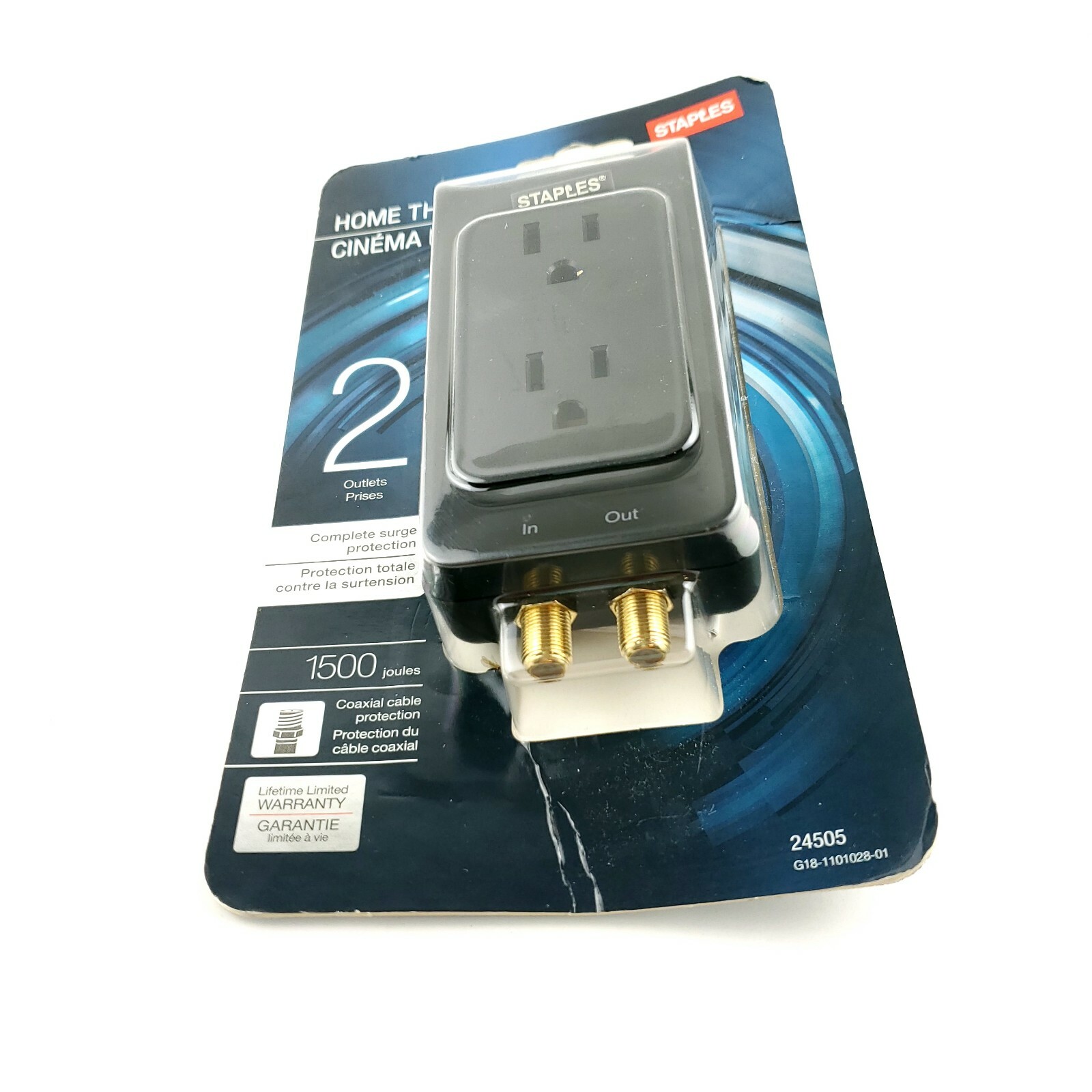 Home Theater Surge Protector 2 Outlets 1500 Joules Coaxial Cable USA Seller