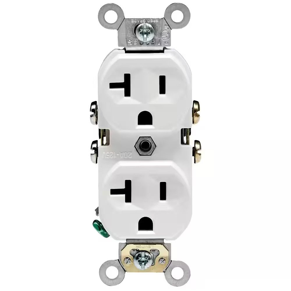20 Amp 125 V Commercial Grade Duplex Outlet/Receptacle White (1-Pack) CBR20-W