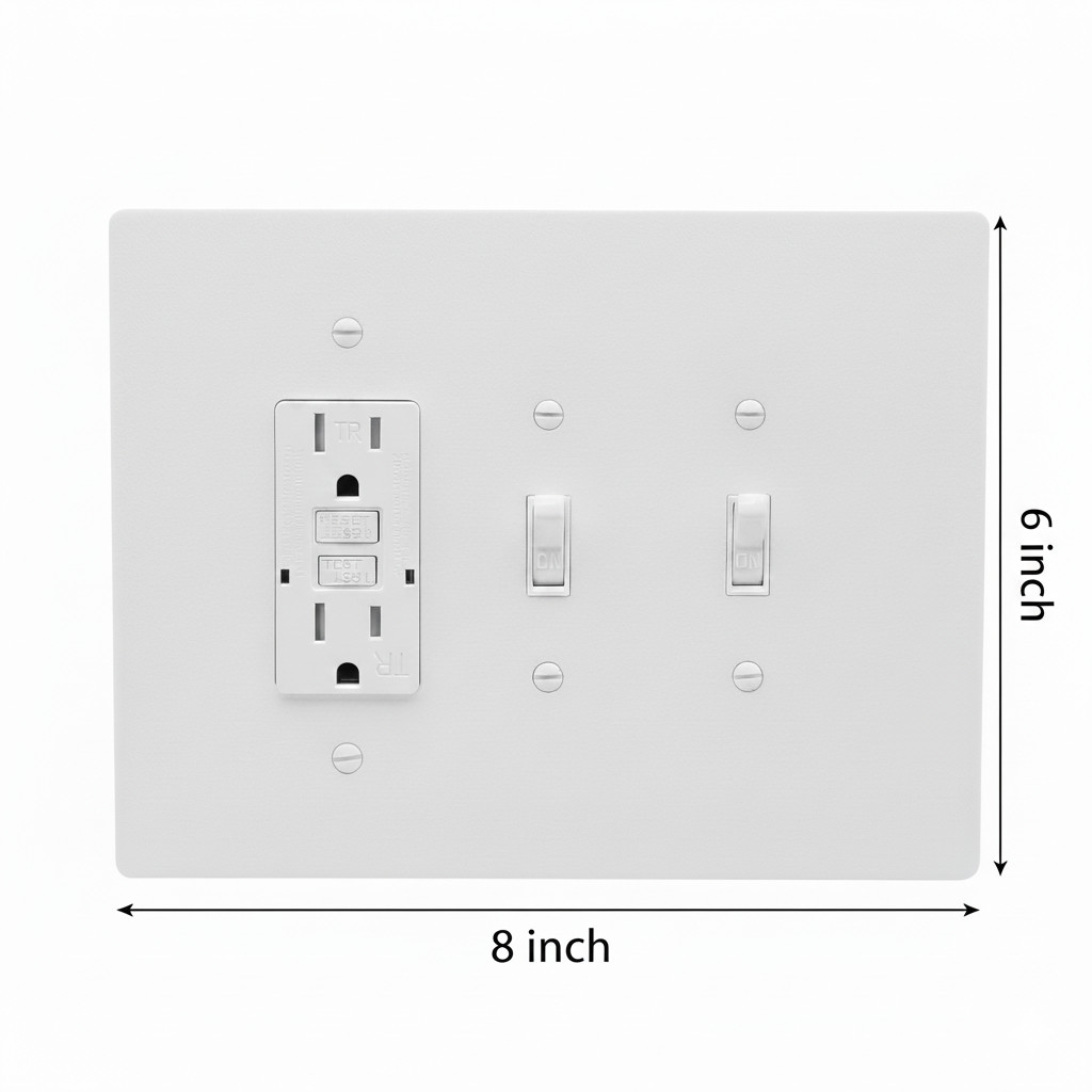 Oversize Combination Wall Plate Toggle Switch + GFCI Cover 6×8 in. Jumbo 3-Gang