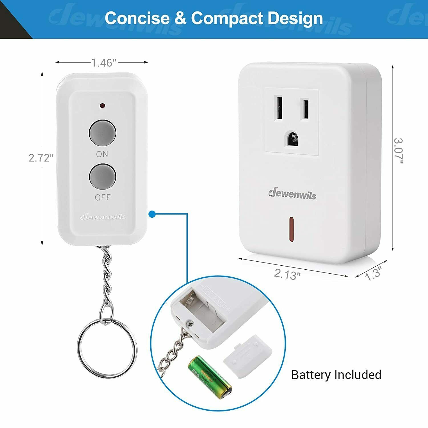 DEWENWILS Remote Control Outlet Plug Wireless On Off Power Switch White