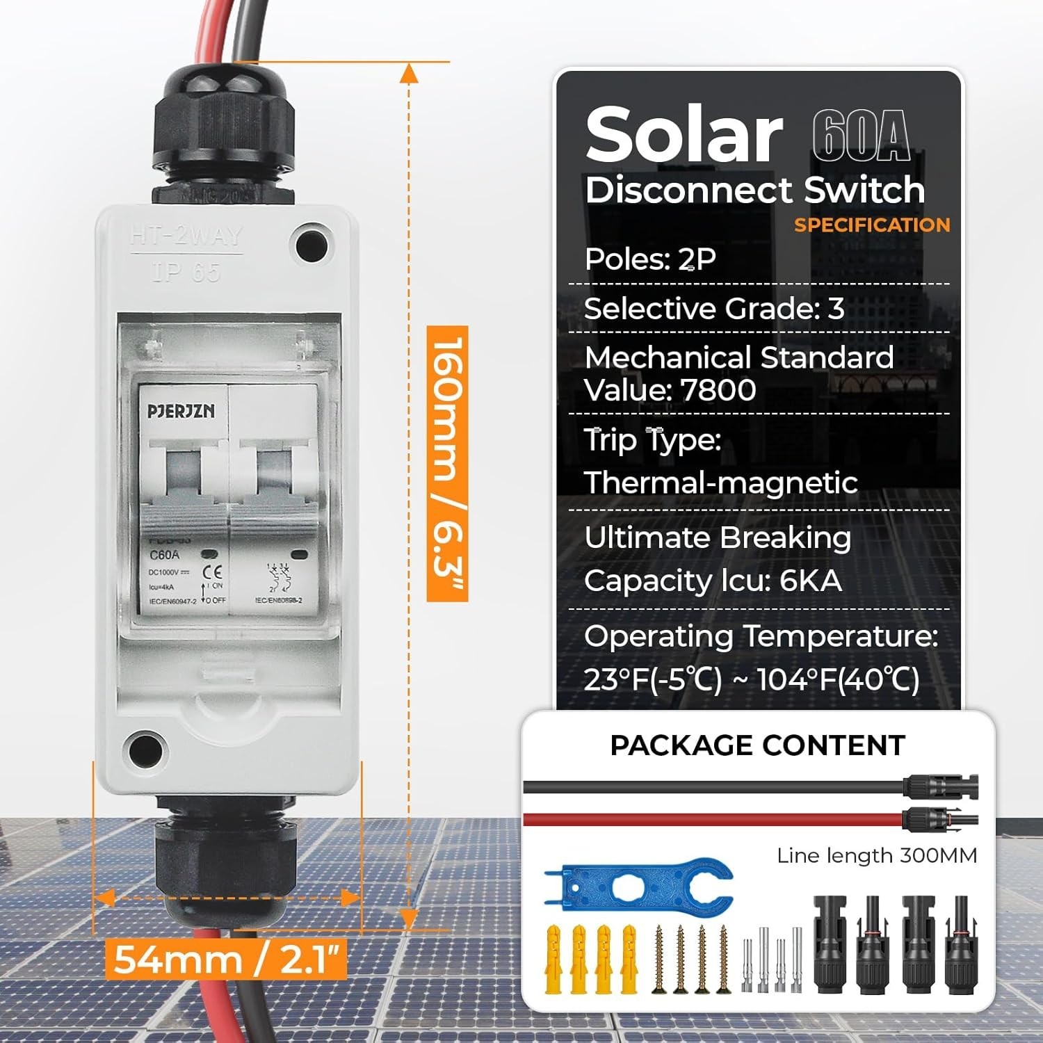 Solar Panel Disconnect Switch 1000V 60A PV Disconnect Switch Outdoor Miniatur…