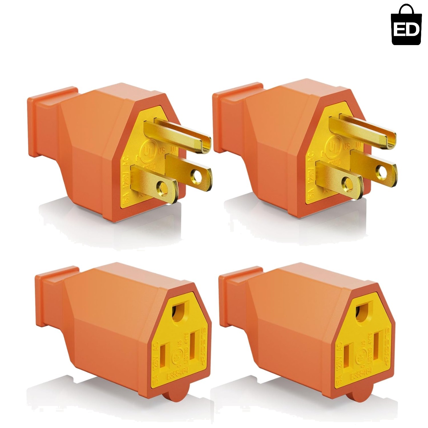 Listed 15A Replacement Plug and Connector Set for Extension Cords – 2 Sets