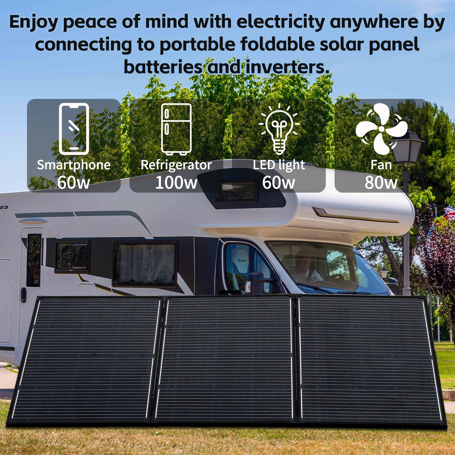 300W Foldable Solar Panel 4-in-1 Adapter XT60 DC for Portable Power Station RV