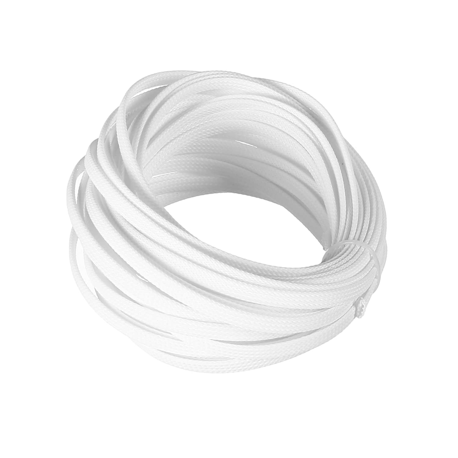 Othmro 32.8ft Length PET Flexible Expandable Braided 0.15″ Dia/32.8Ft, White