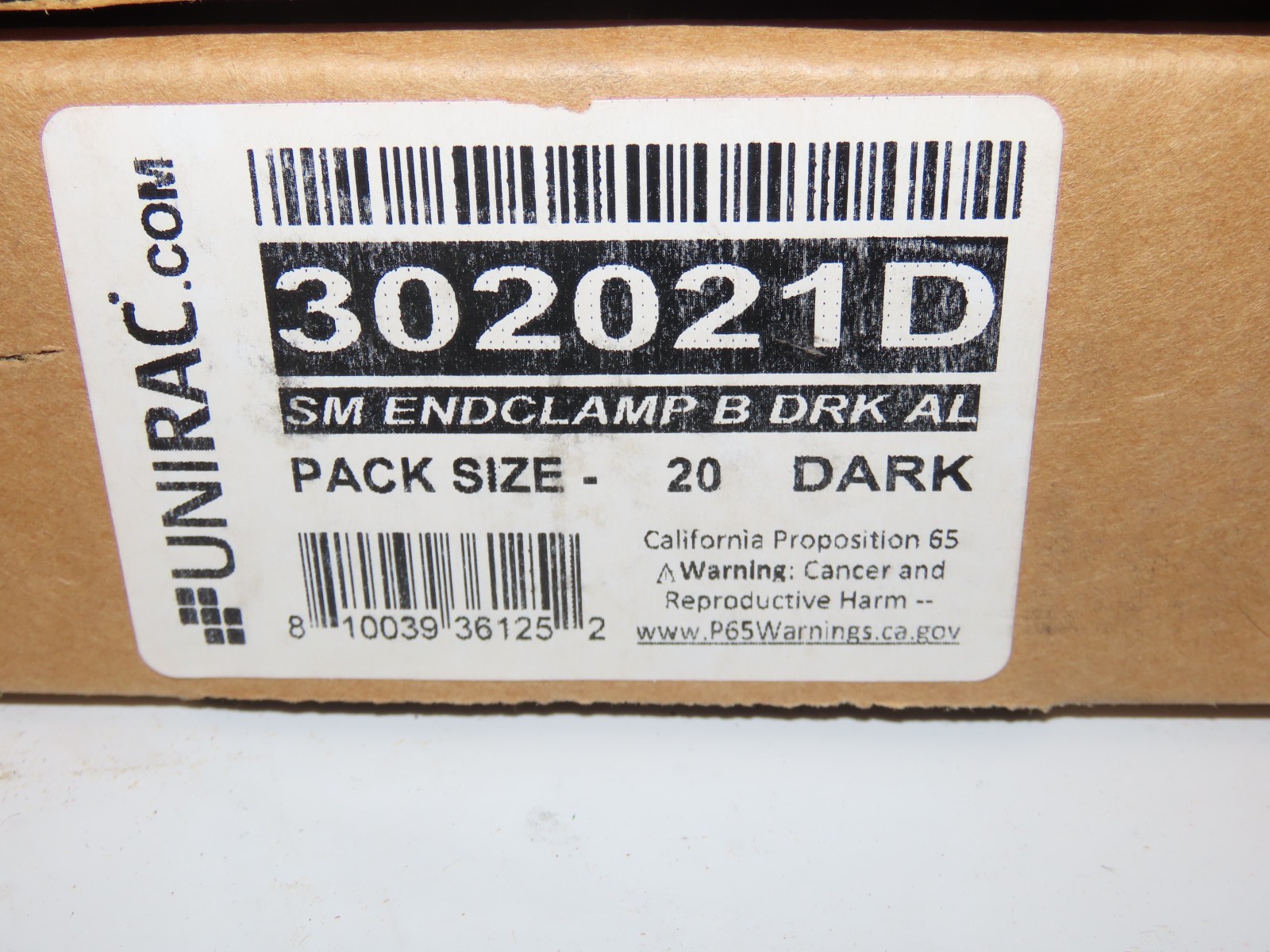 UNIRAC 302021D SM END CLAMP B DARK AL (Pack of 20)