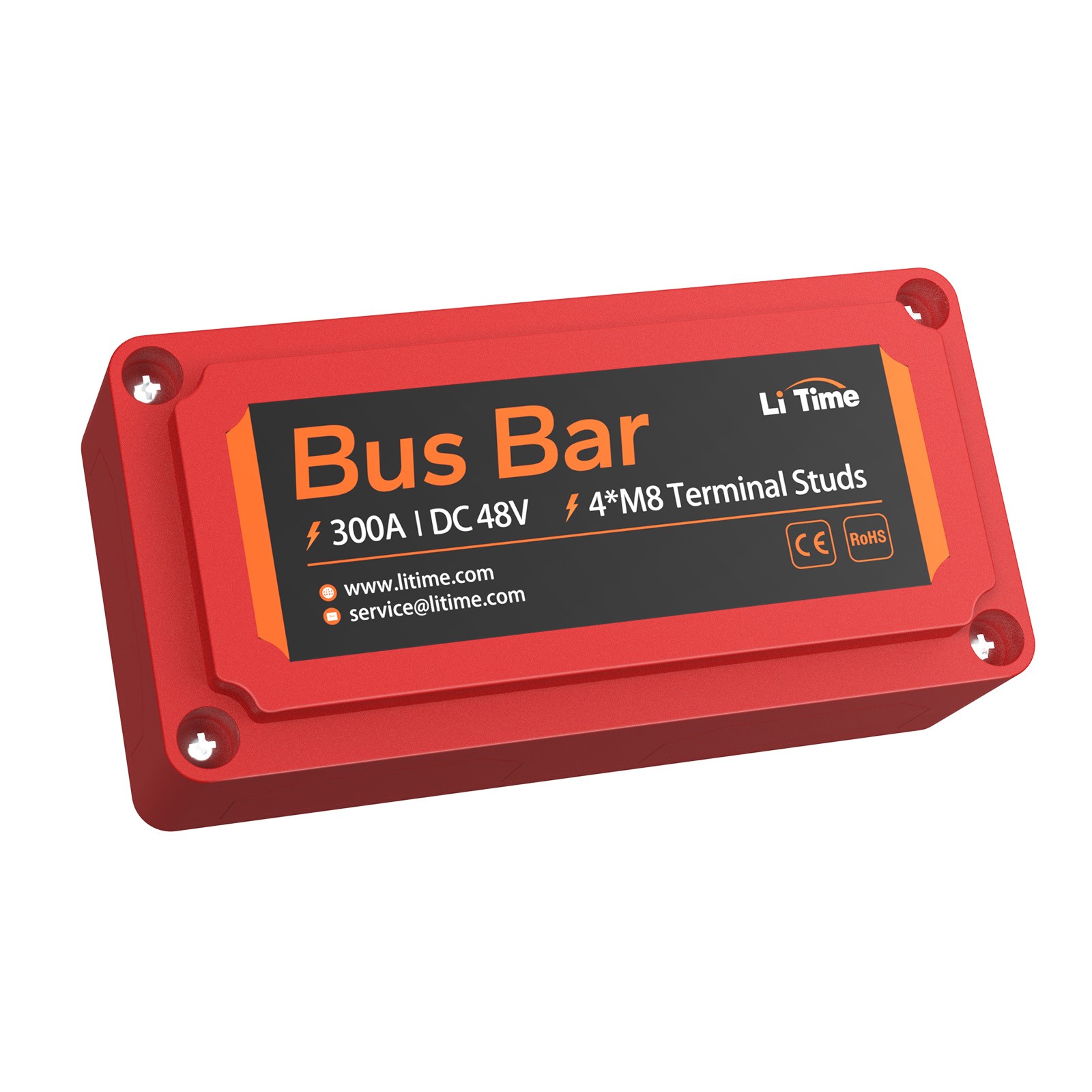 2Pcs LiTime 300A Bus Bar 4*M8 Terminal Posts for LiFePO4 Batteries Red+Black