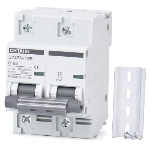AC Miniature Circuit Breaker 120V/240V DIN Rail Mount 47N125 2 Pole 125 Amp