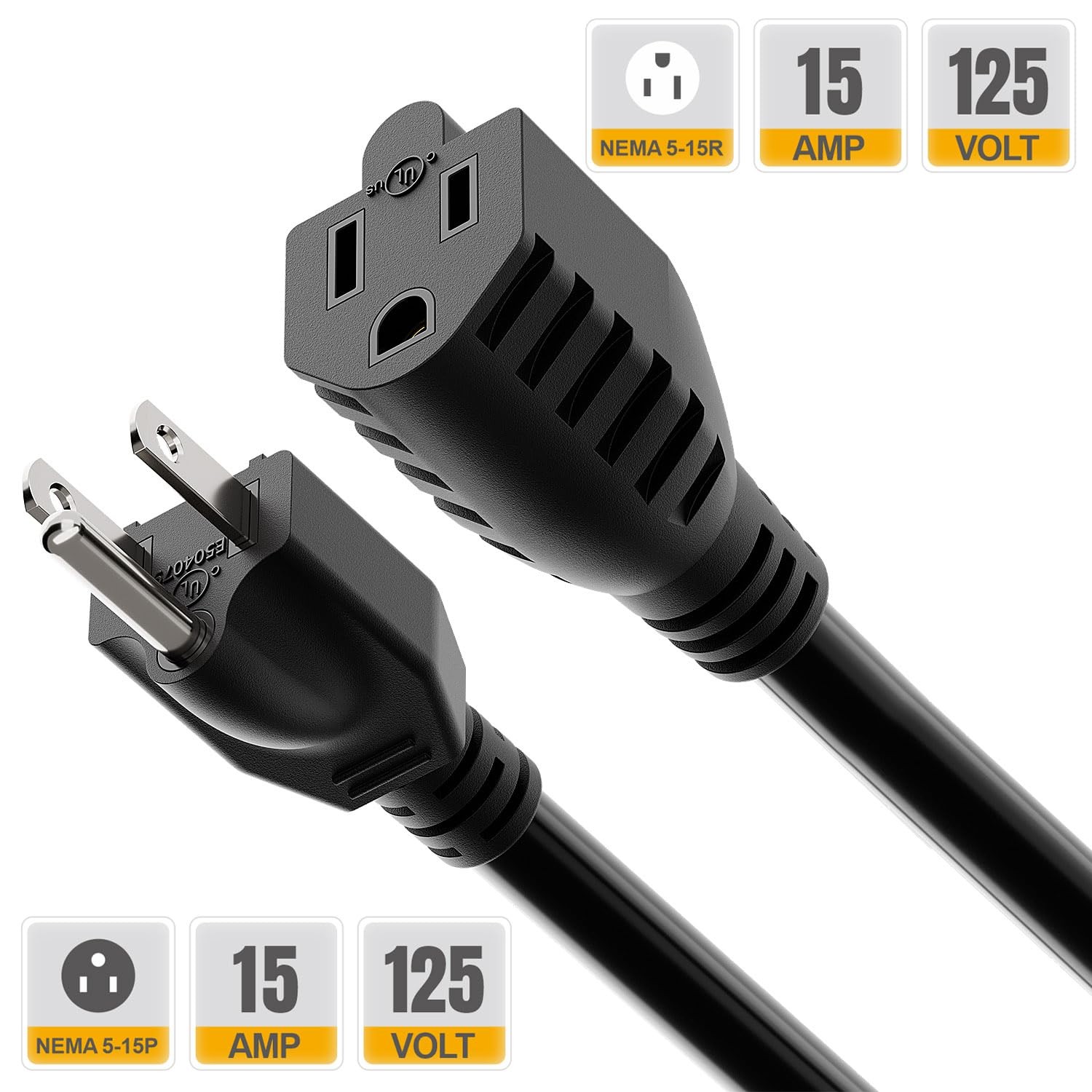 Inline On/Off Switch Extension Cord, 3-Prong Household Switchable Power Cords…