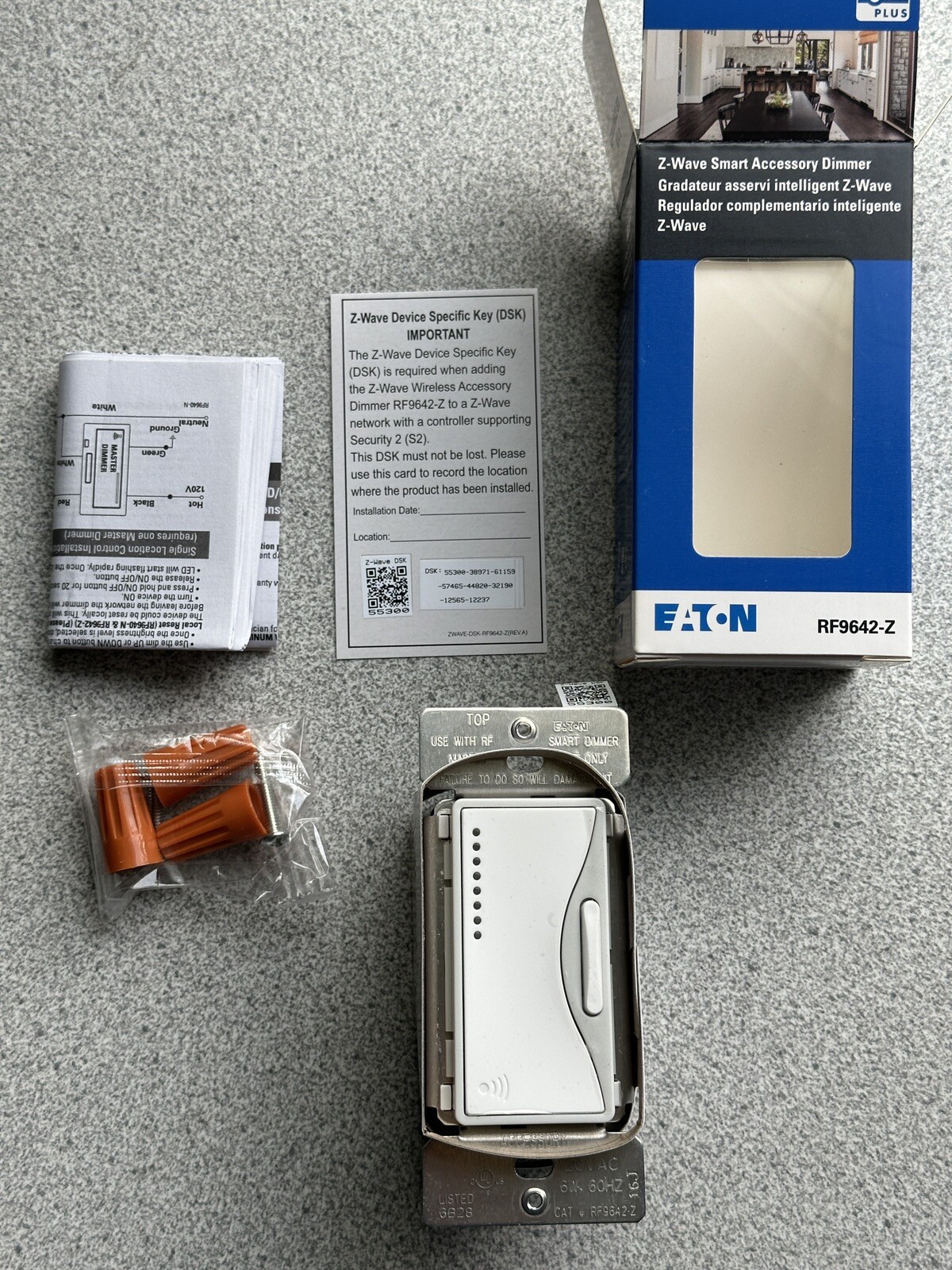 NEW Eaton RF9642-ZWS Z-Wave Plus Smart Wi-Fi Accessory Dimmer White Satin