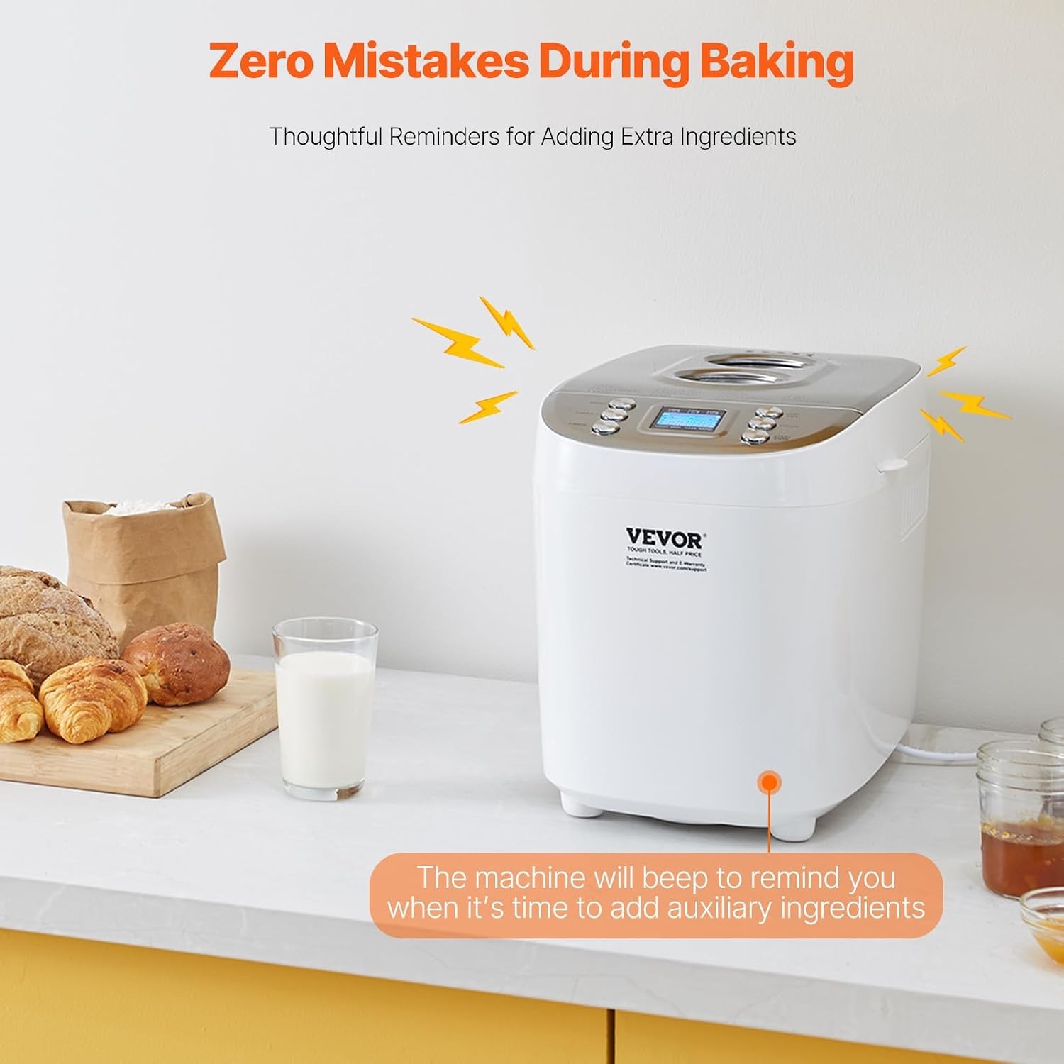 VEVOR Bread Maker, Dough Machine 15 Menus in 1, Non-Stick Ceramic Pan…