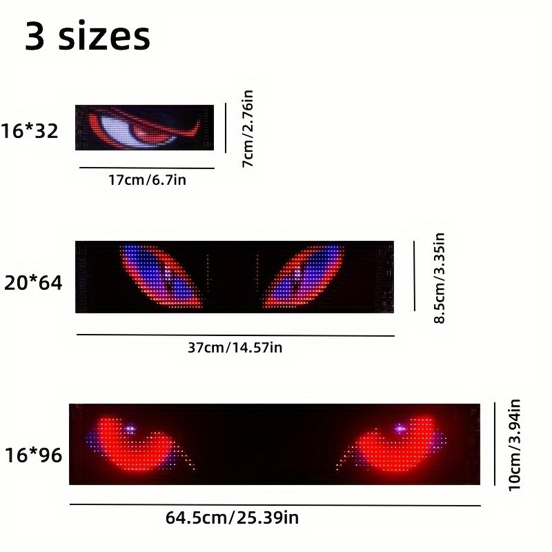 1pc LED Car Rear Window Sign 16*32, App Control, No Battery