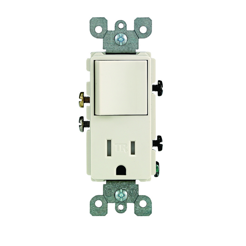 Leviton T5625-T 15A 125V Thermoplastic Light Almond Combination Switch/Outlet