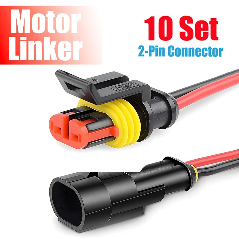 10 Pairs 2-Pin Car Waterproof Male Female Two Way Electrical Connector Plug Wire