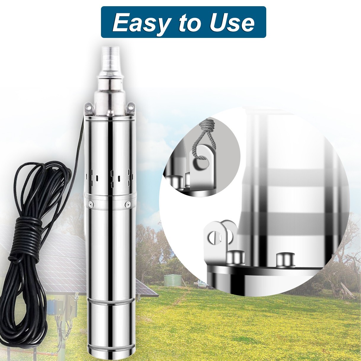 3″ Solar Pump Submersible Pump Bore DC 48V 500W Deep Well Pump + MPPT Controller