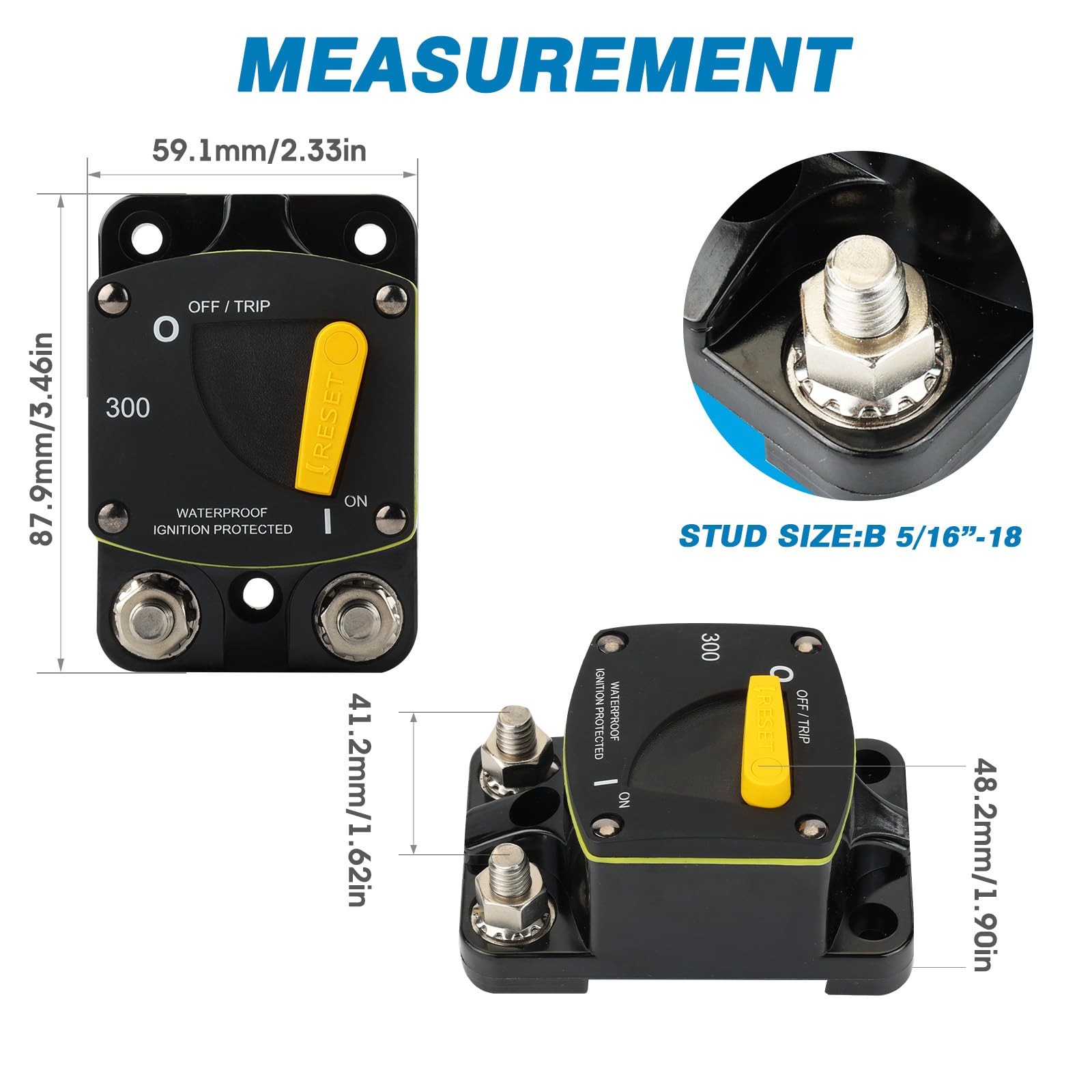 Gloso Circuit Breaker Switches Manual Reset Waterproof Audio Radio Solar System