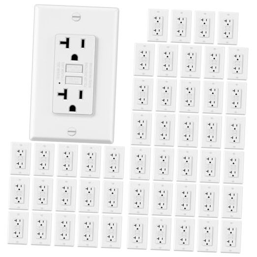 GFCI Outlets 20 Amp, Non-Tamper Resistant, Decor GFI 50 Pack White Button