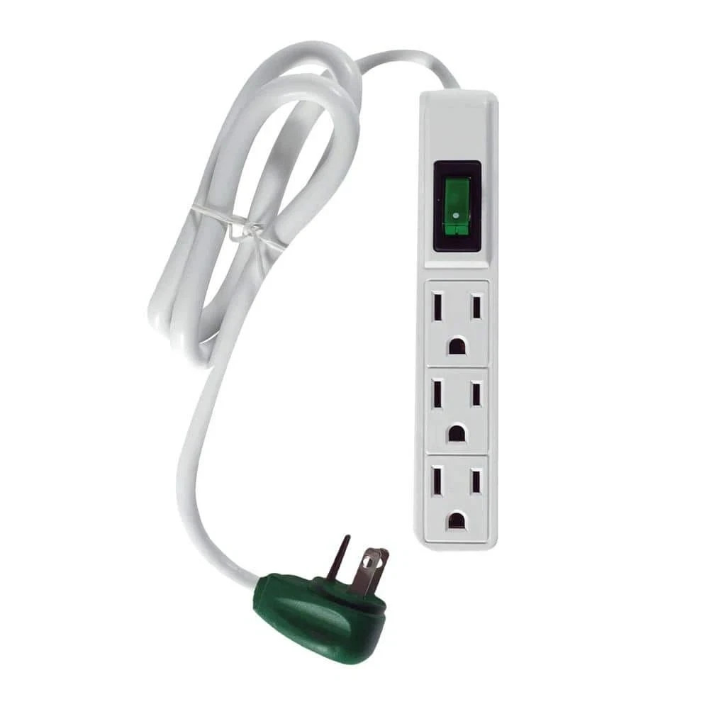 GoGreen 3 Outlet Surge Protector Power Strip 2.5 ft Cord Compact Power Strip