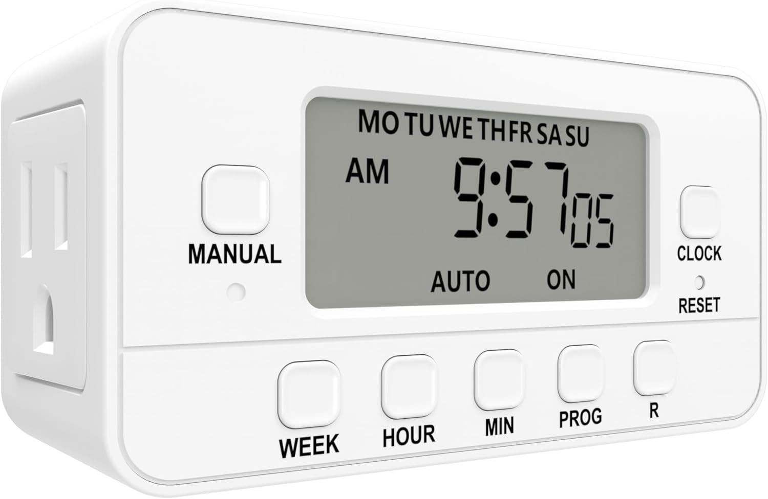 STANLEY 2-Outlet Weekly Digital Timer, Easy Set, Built-In Backup Battery