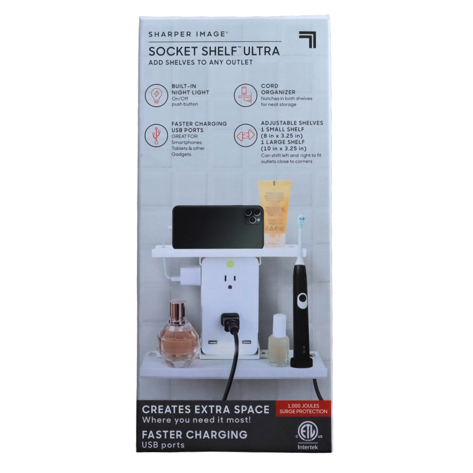 Sharper Image Socket Shelf Ultra White