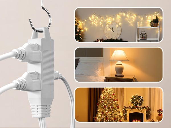DEWENWILS 15FT Flat Plug Extension Cord, Ultra Thin 3-Outlet Power Strip