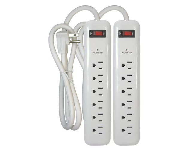 2 Pack 3-ft 750 Joules 1875 -Watts Indoor Various Receptacles Surge Protector