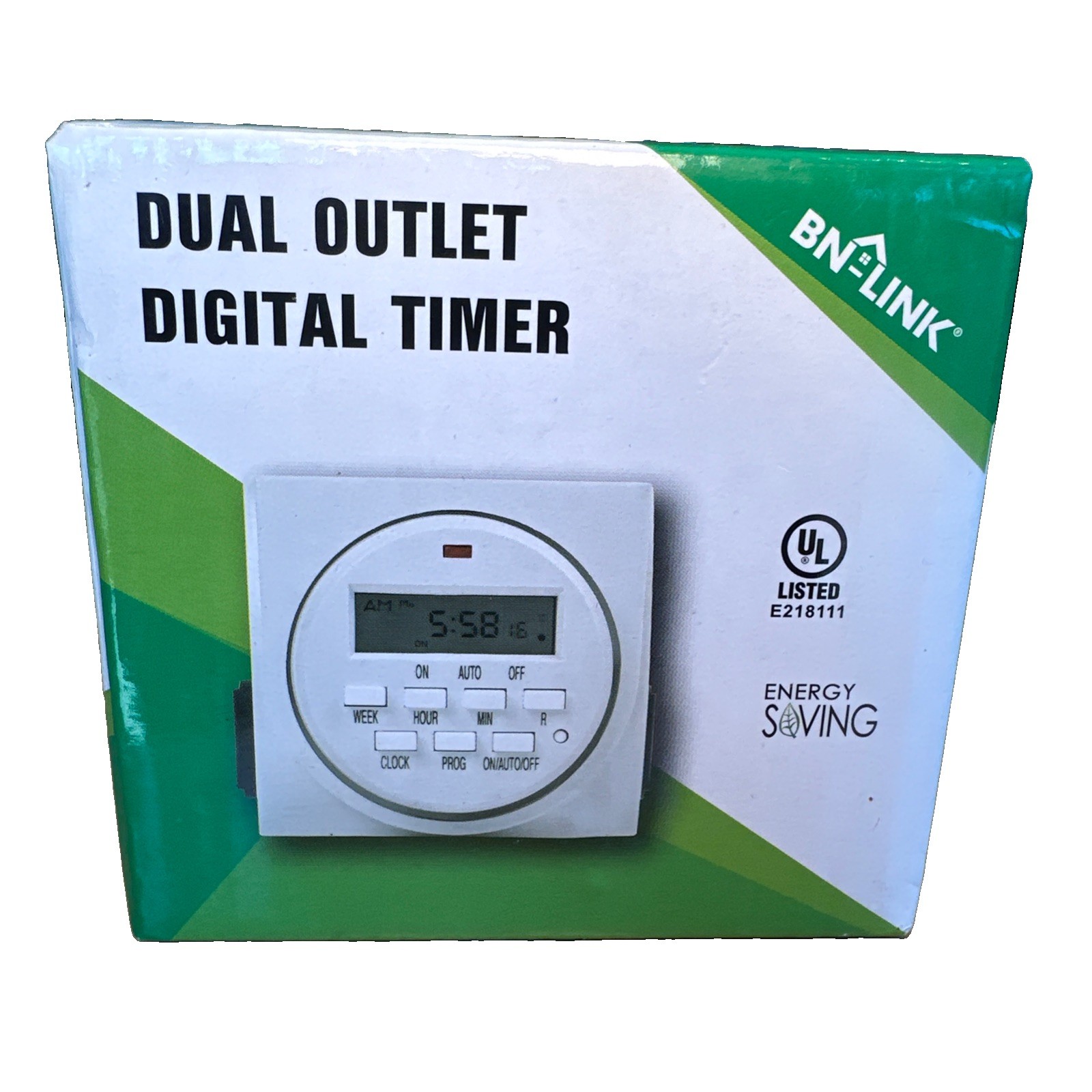 BN-LINK Heavy Duty Digital Electric Programmable Dual Outlet Timer Plug Indoor