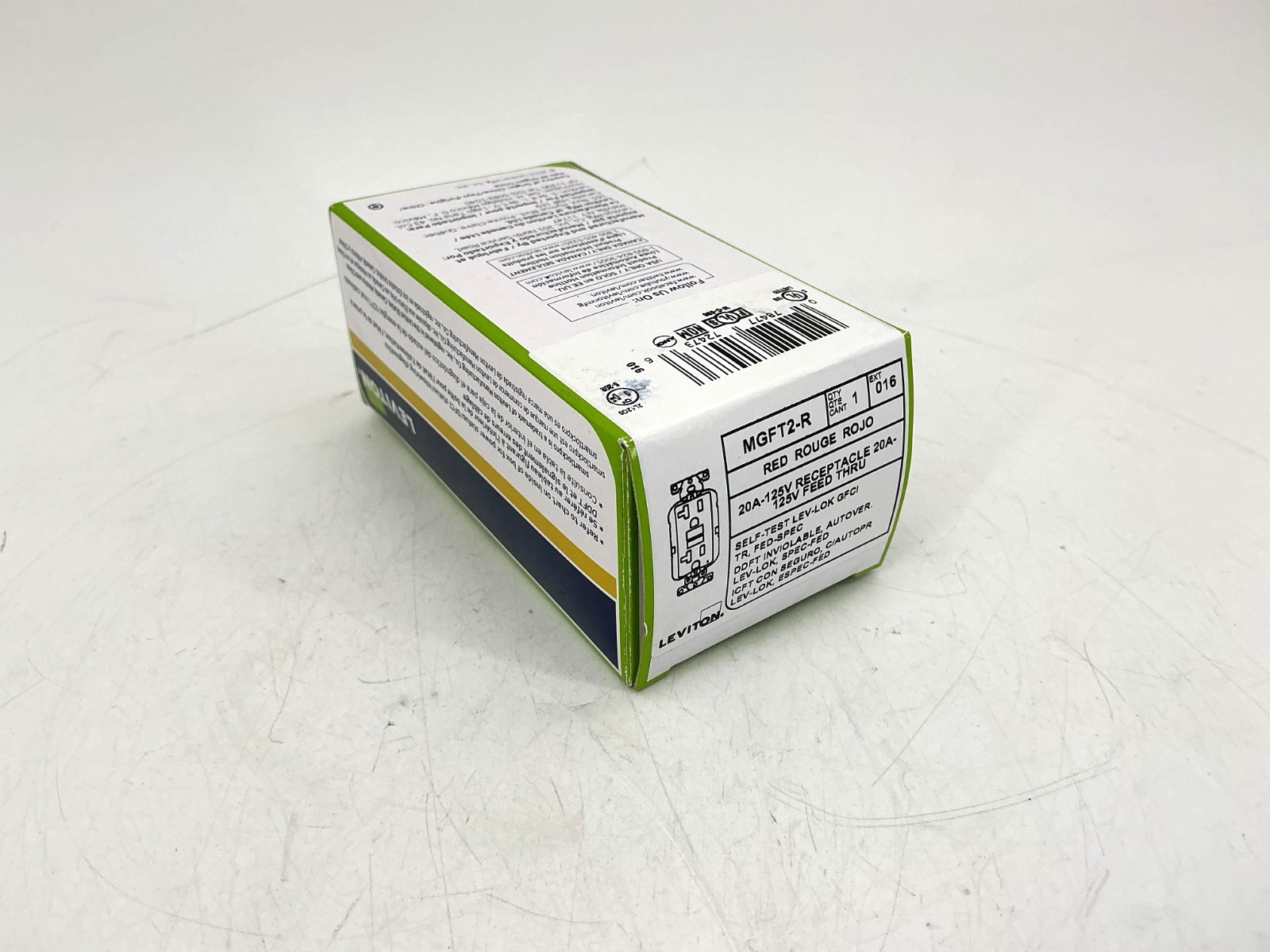 New Leviton MGFT2-R Receptacle Outlet 20A 125V 60HZ Red 016-MGFT2-R
