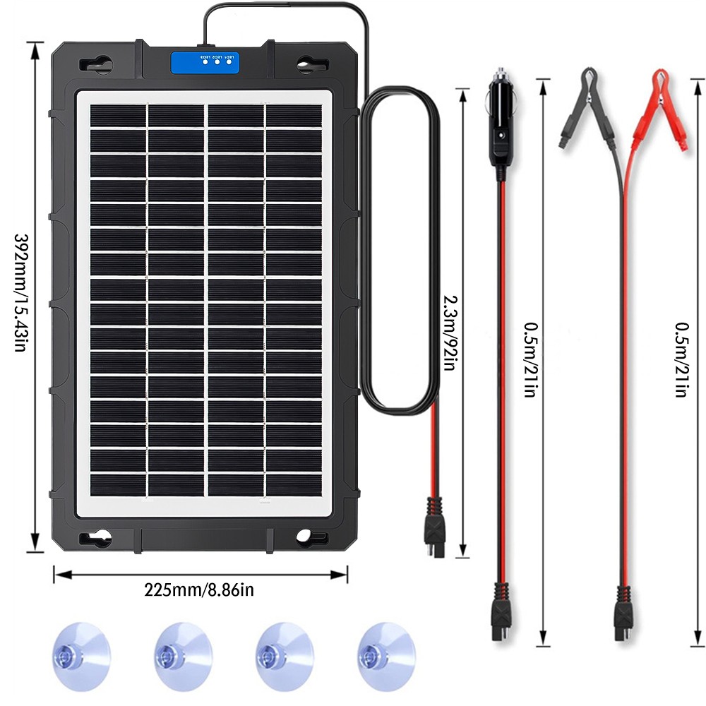 20W 12V Solar Battery Maintainer Trickle Charger Kit for Car Boat RV Trailer