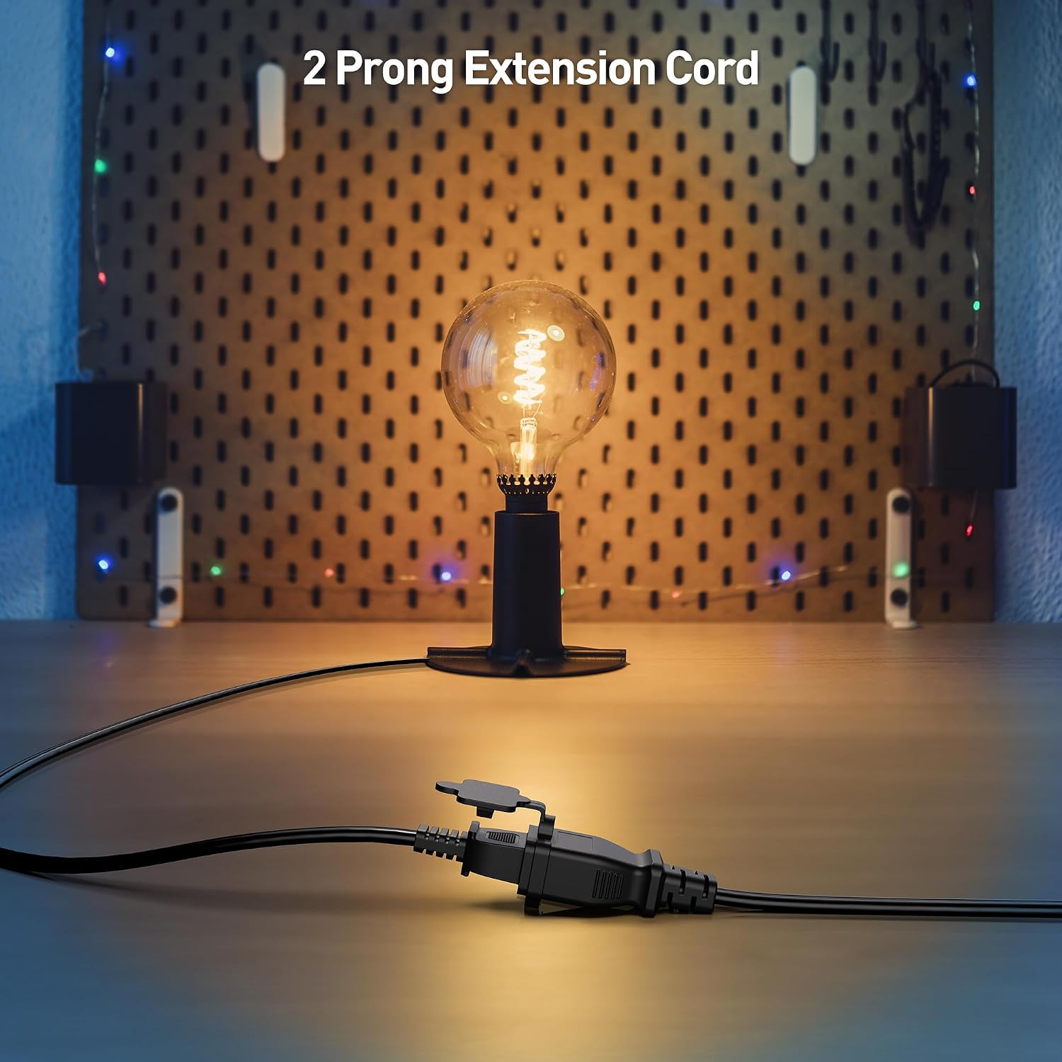 [ETL Listed] 2-Pack 13A, 2 Prong Extension Cord 3Ft in Black