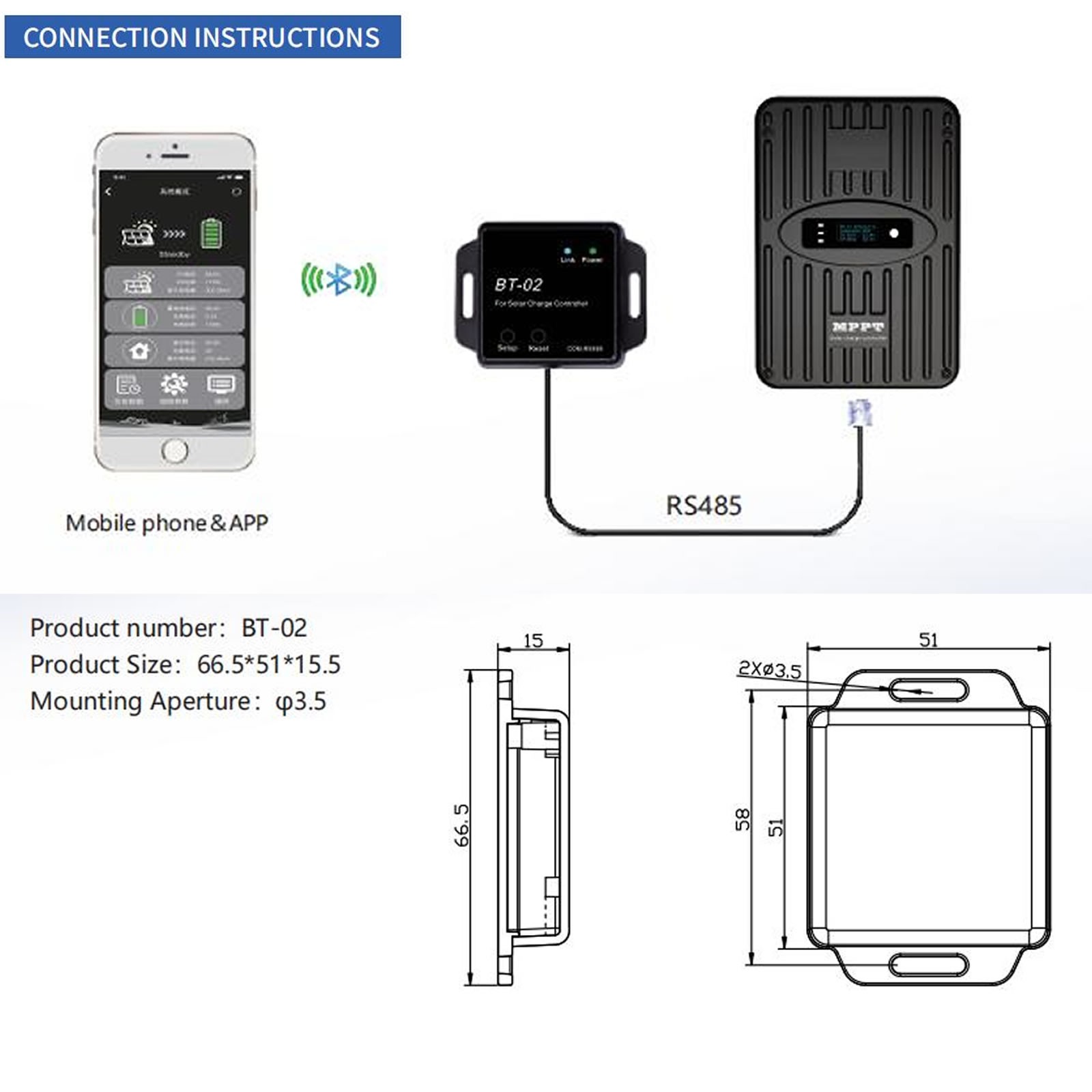 BT-2 Bluetooth Module RJ45 Communication Port RS485 Wirelessly Monitor NEW