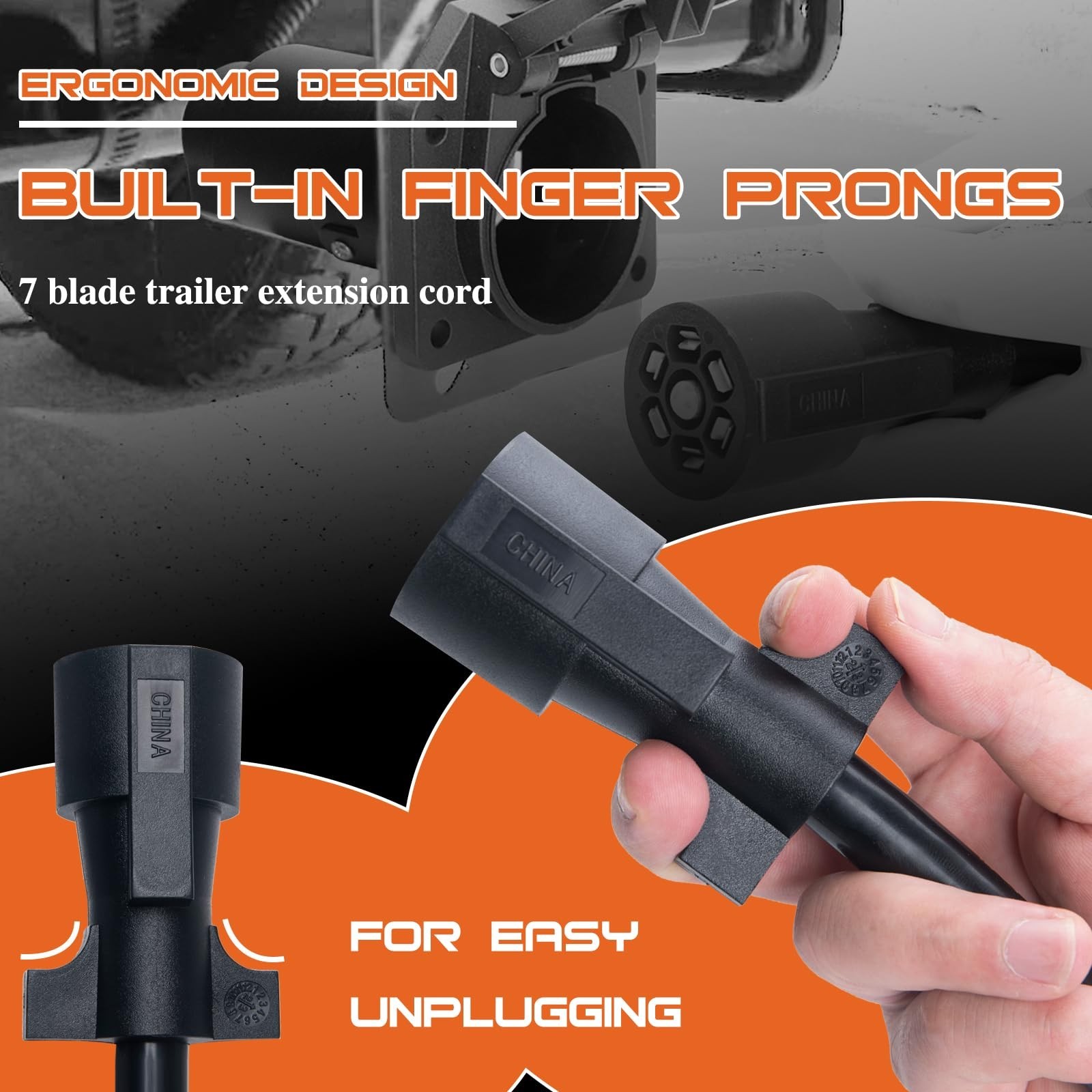7 pin Trailer Extension (6 Feet)- 7 Way Trailer Plug Extension- 7 Blade Trail…