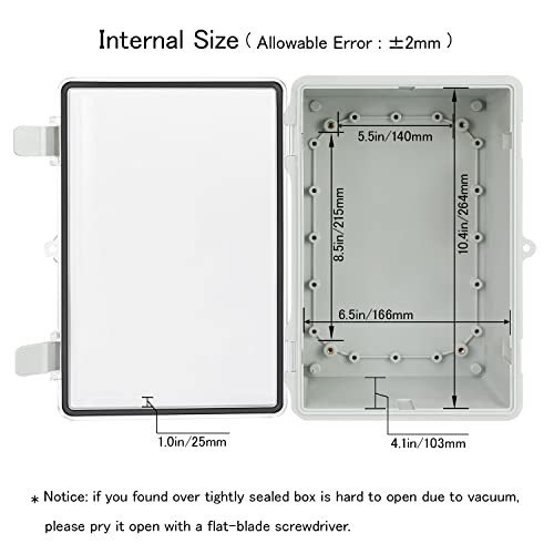 Junction Box IP65 Waterproof ABS Plastic 11.4″ x 7.5″ x 5.5″ Clear Cover